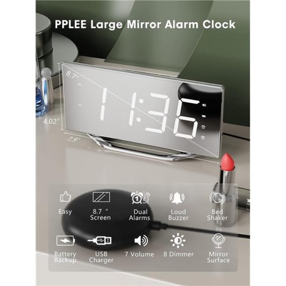 Extra Loud Vibrating Alarm Clock w Bed Shaker for Deep Sleepers Digital Clock - Picture 2 of 6